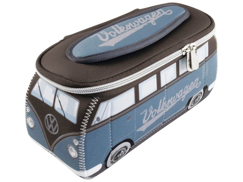 BRISA VW Collection  Volkswagen Neoprene Universal Makeup Cosmetics Toiletry Travel Pharmacy Bag in T1 Bus Design PetrolBrown Small 91 x 43 x 31 inches